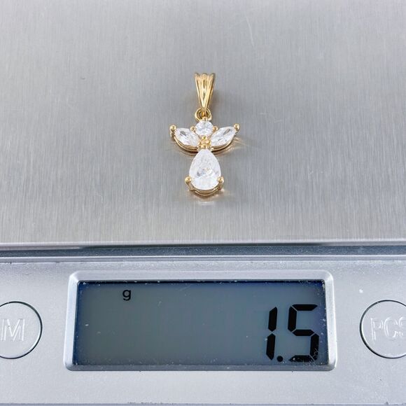 Vintage Danecraft Gold Over Sterling Silver 925 Cubic Zirconia Angel Pendant - Picture 6 of 7
